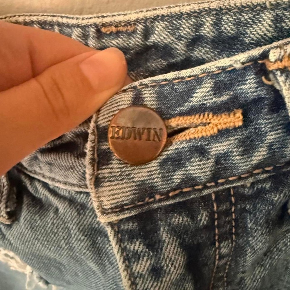 Edwin International blue denim jeans with holes size 30 - Picture 3 of 5